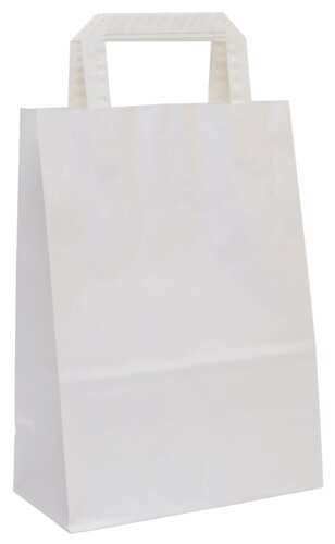 Biele papierové tašky, ploché papierové ucho