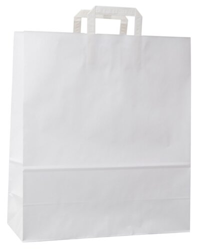 Biele papierové tašky, ploché papierové ucho